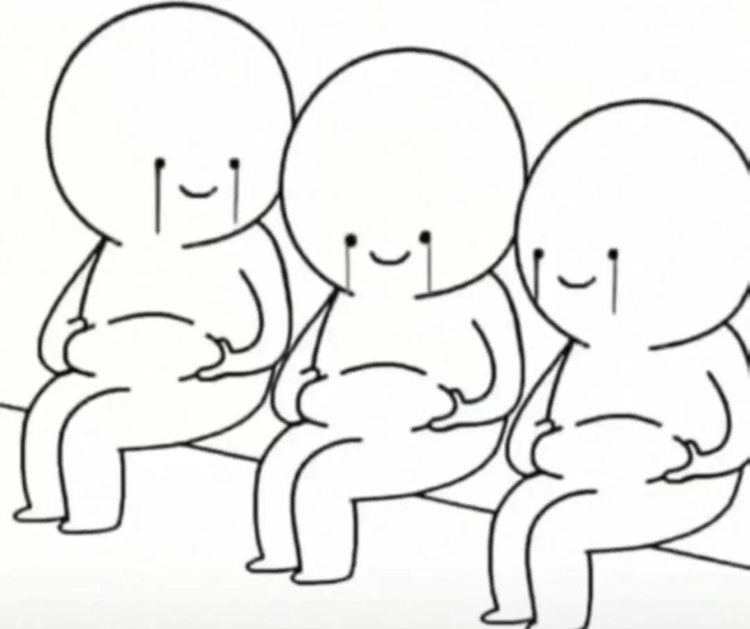 三个简笔画小人开心搓肚子 - 简笔画表情包