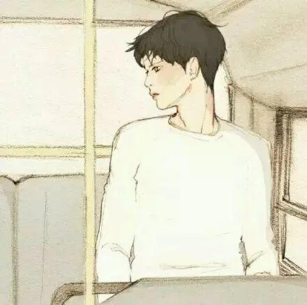 车窗边发呆的忧郁男生 头像
