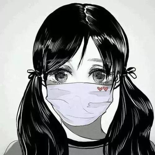 戴口罩的双马尾动漫女孩 - 动漫头像
