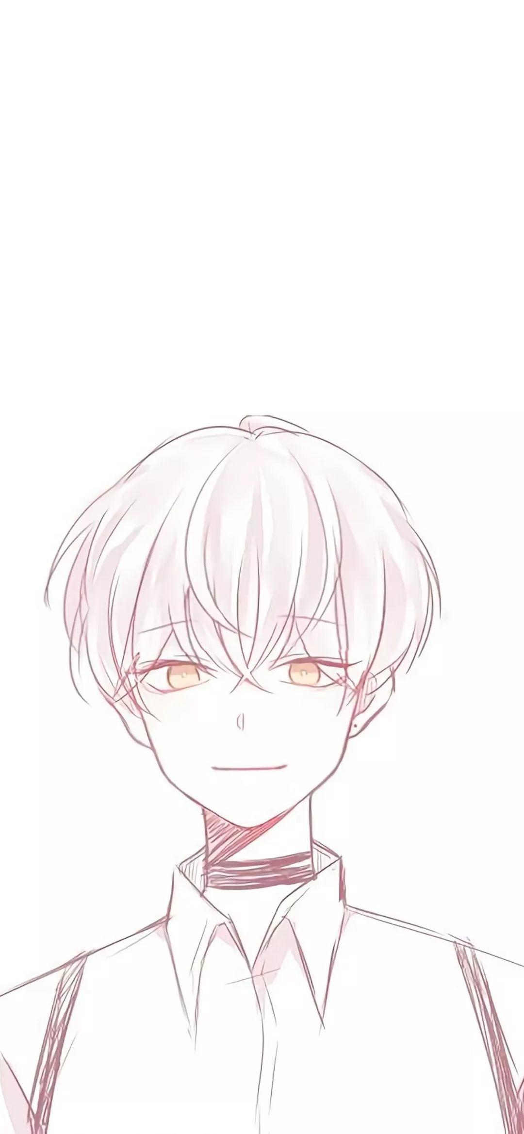 白发金瞳少年白衬衫插画 - 动漫壁纸