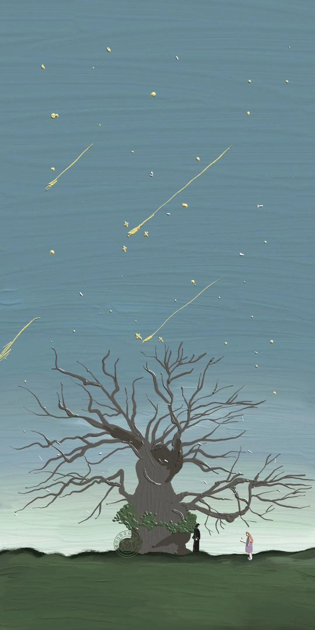 许愿树下的流星雨与恋人 壁纸
