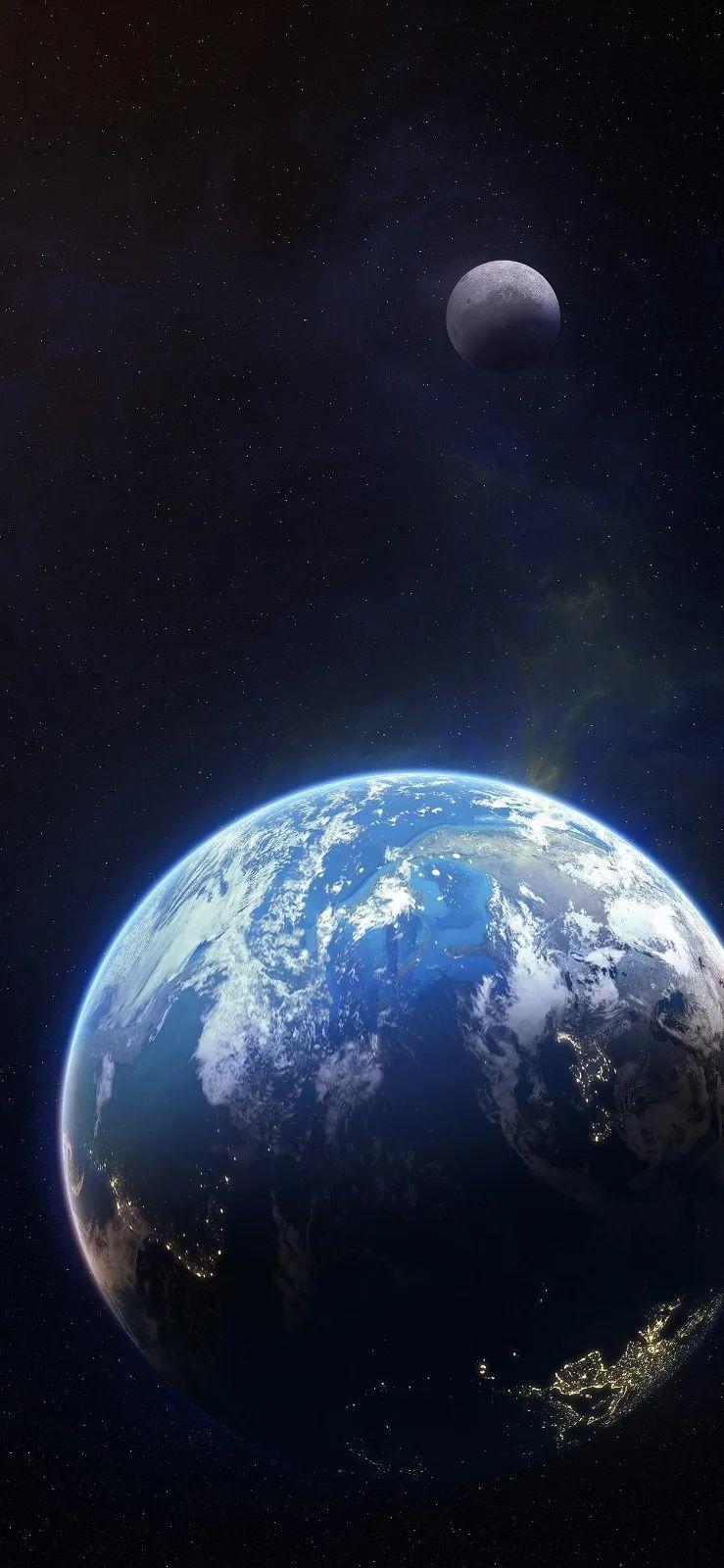 浩瀚宇宙中的蓝色地球家园 壁纸