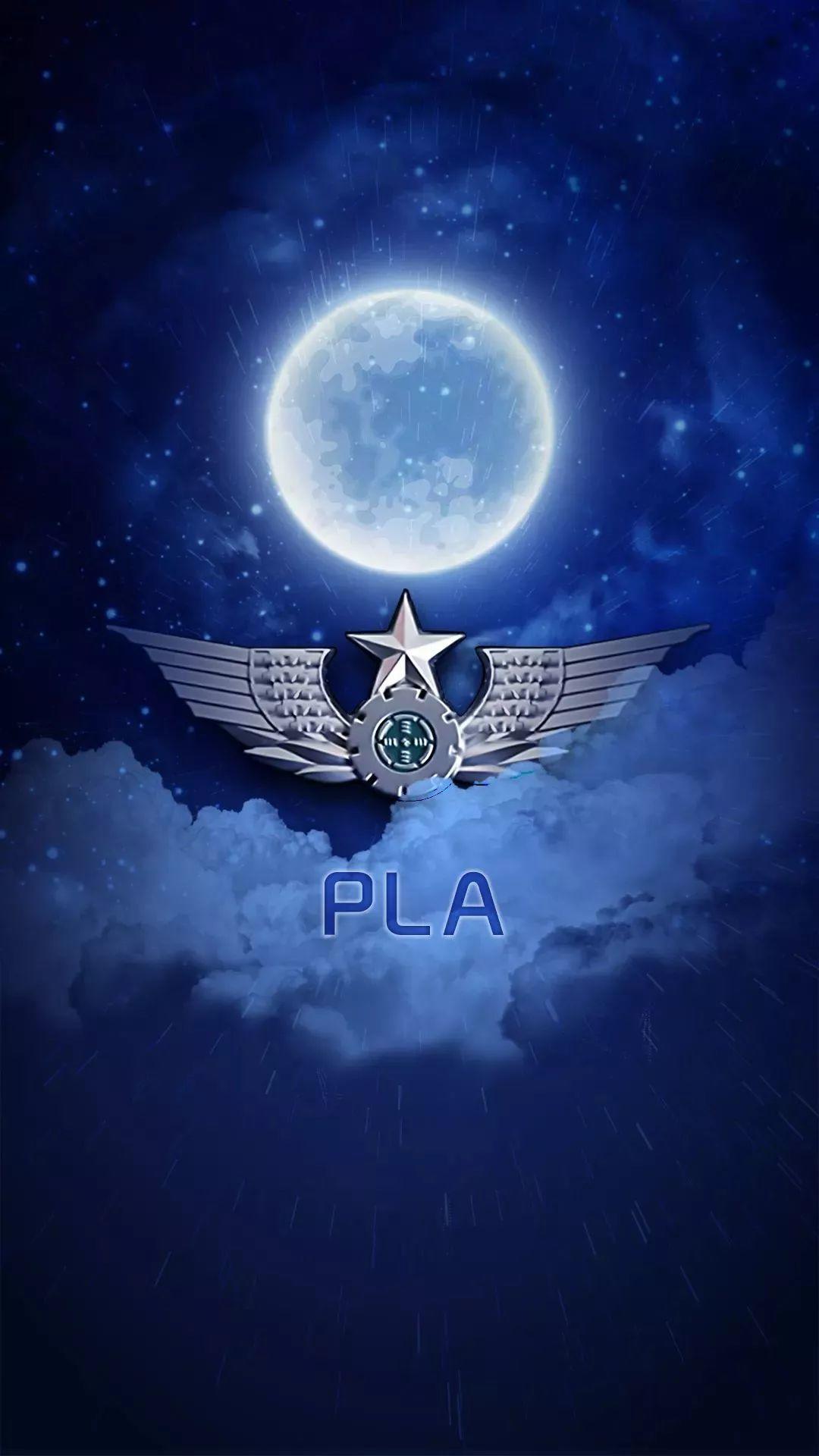 夜空下的空军军徽PLA 壁纸