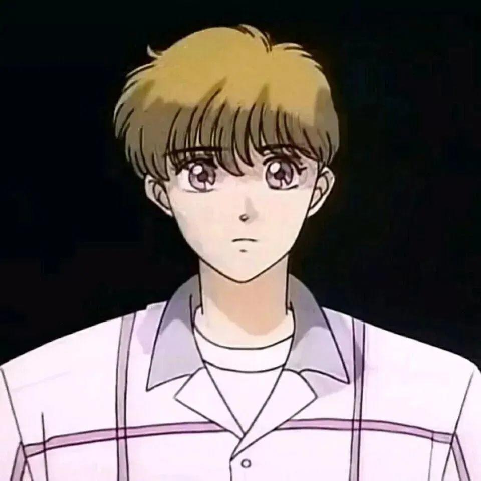 复古动漫男呆滞凝视脸 头像