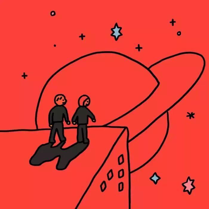 一起看星星的简笔画情侣 - 简笔画头像