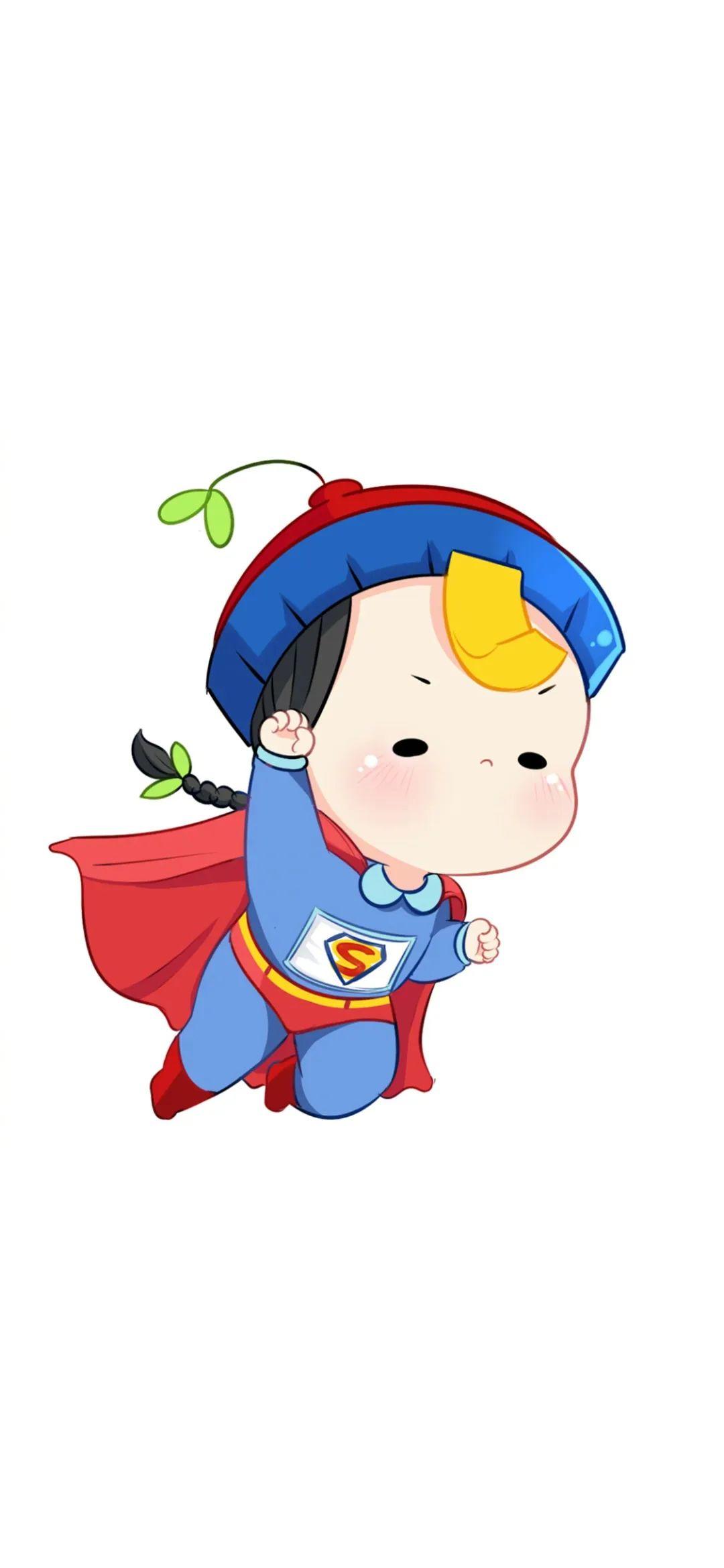 Q版大头儿子变身超人飞行 壁纸