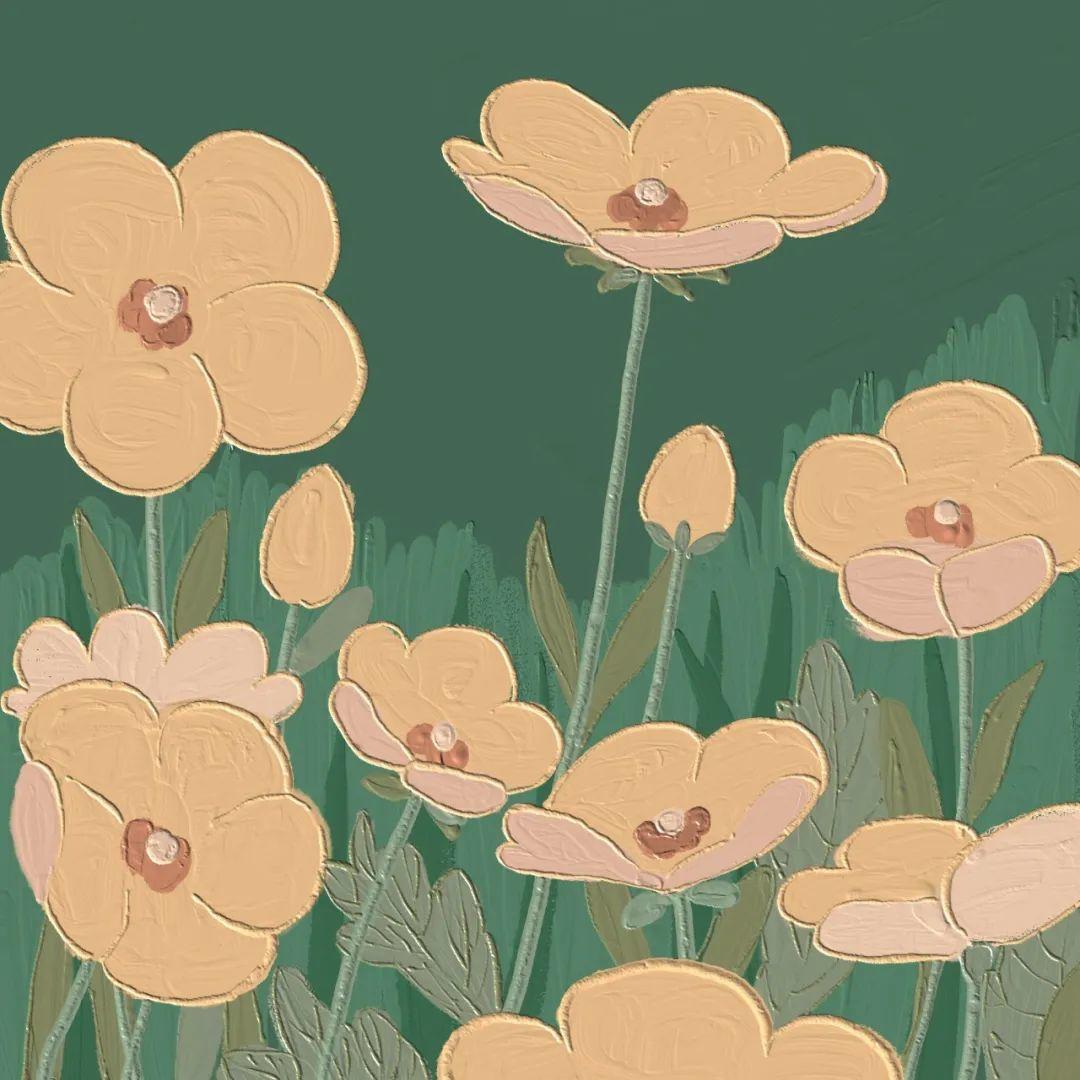 清新手绘风格黄色花丛插画 - 其他头像