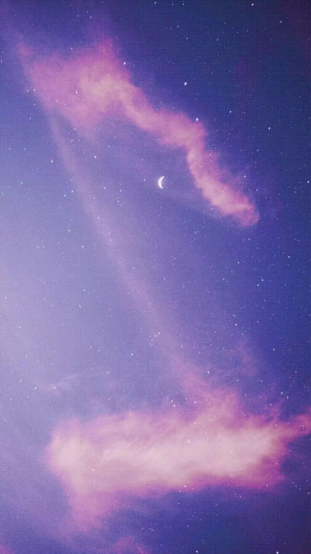 梦幻紫色星空与弯月 - 其他壁纸
