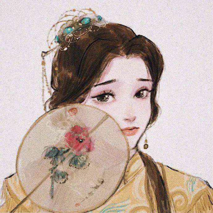 温婉古风团扇遮面少女 头像