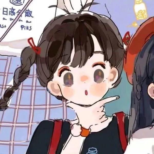 可爱双马尾女孩指着旁边 头像