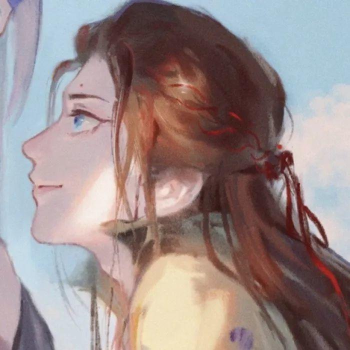 唯美动漫侧脸女生插画 头像